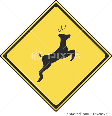Single color illustration of a sign: There is a risk of animals jumping out Single color illustration of a sign: There is a risk of animals jumping out 125285742