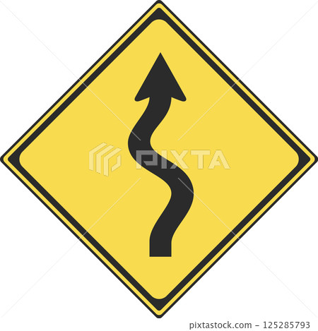Color illustration of a sign (with zigzag fold) 125285793