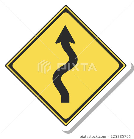 Sticker-style illustration of a sign (with zigzag fold) 125285795