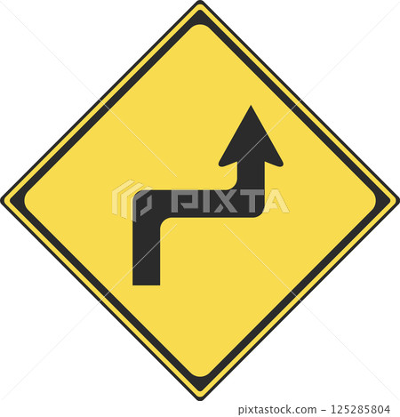 帶有後彎的標誌的彩色插圖 125285804