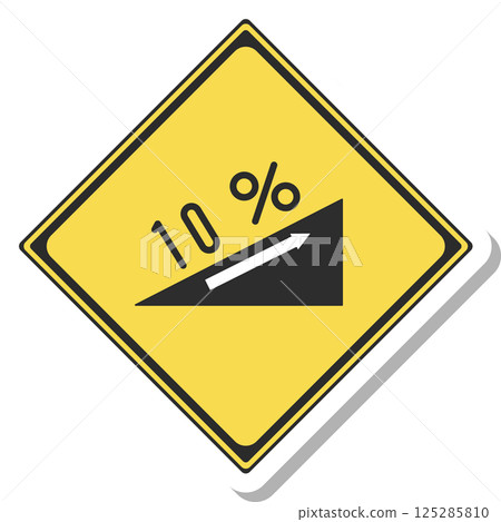Sticker-style illustration of a sign - Steep uphill slope Sticker-style illustration of a sign - Steep uphill slope 125285810