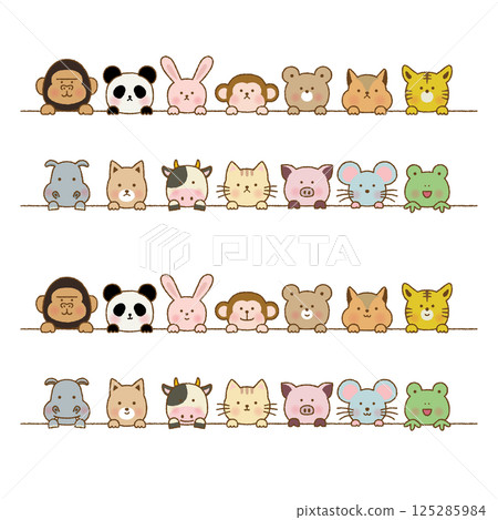 Hand-drawn vector illustration of cute animals 125285984