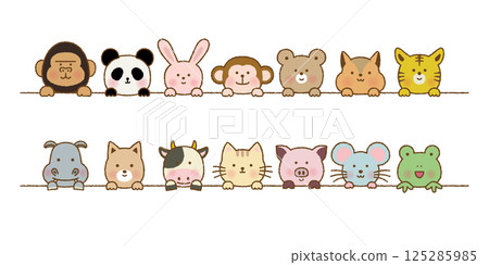 Hand-drawn vector illustration of cute animals Hand-drawn vector illustration of cute animals 125285985