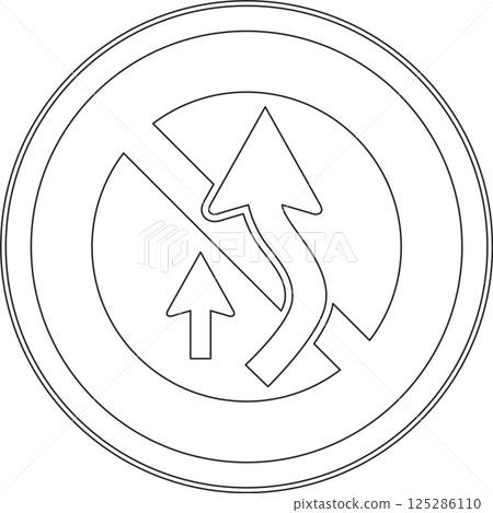 Line drawing illustration of a sign: No overtaking Line drawing illustration of a sign: No overtaking 125286110