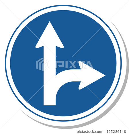 Sticker-style illustration of a sign: Prohibition on going in any direction other than the specified direction Sticker-style illustration of a sign: Prohibition on going in any direction other than the specified direction 125286148