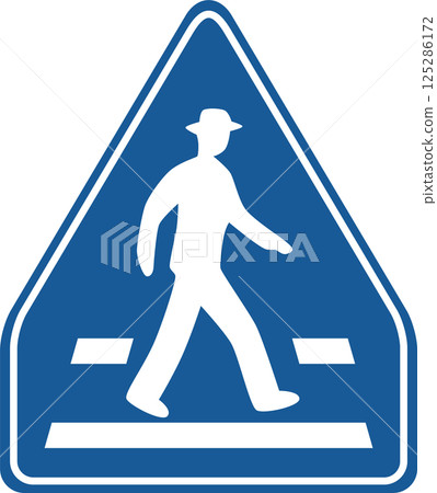 Color illustration of a sign: Crosswalk 125286172