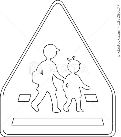 Line drawing illustration of a sign - Crosswalk Line drawing illustration of a sign - Crosswalk 125286177