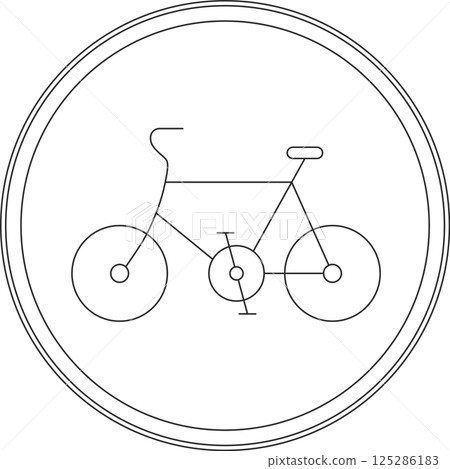 Line drawing illustration of a sign for specific small motorized bicycles and bicycles only Line drawing illustration of a sign for specific small motorized bicycles and bicycles only 125286183