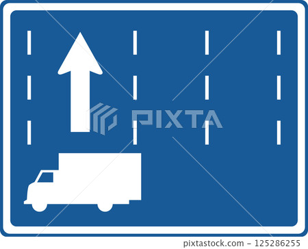 Single color illustration of a sign indicating traffic divisions for specific types of vehicles Single color illustration of a sign indicating traffic divisions for specific types of vehicles 125286255