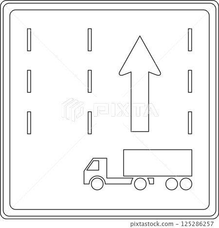 Line drawing illustration of a sign - Towing vehicle expressway national highway traffic division Line drawing illustration of a sign - Towing vehicle expressway national highway traffic division 125286257