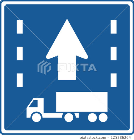 Color illustration of a sign: First lane designated for towing vehicles on a motorway Color illustration of a sign: First lane designated for towing vehicles on a motorway 125286264