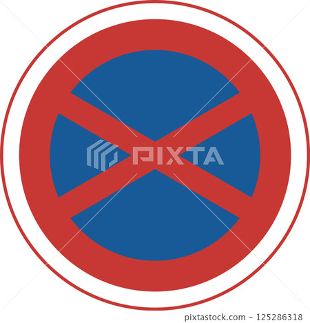 Single color illustration of a sign: No parking or stopping Single color illustration of a sign: No parking or stopping 125286318