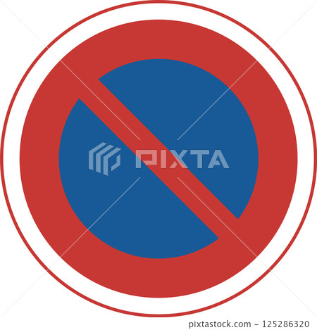 單色標誌插圖：禁止停車 125286320