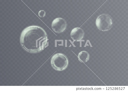 Vector soap bubbles hover gracefully, blending pastel tones naturally. Vector soap bubbles hover gracefully, blending pastel tones naturally. 125286527