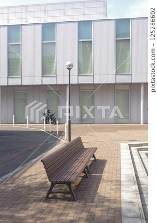 A bench installed on the university hospital campus A bench installed on the university hospital campus 125286602