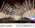 Fireworks blooming in the night sky 125286623