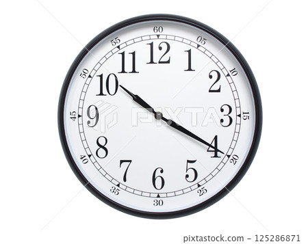 Round wall clock with black frame showing time at 10:20 or 22:20. Ideal for concepts of time or scheduling. Round wall clock with black frame showing time at 10:20 or 22:20. Ideal for concepts of time or scheduling. 125286871
