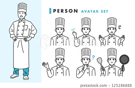 Restaurant male chef avatar set 125286888