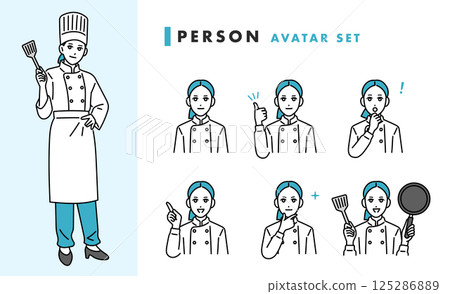 餐廳女廚師頭像集 125286889