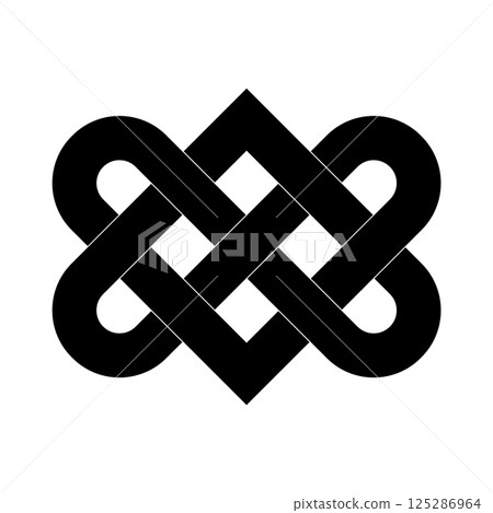 Asian knot or eternal knot. Black sign. Tradition Chinese, Tibetian knot Asian knot or eternal knot. Black sign. Tradition Chinese, Tibetian knot 125286964
