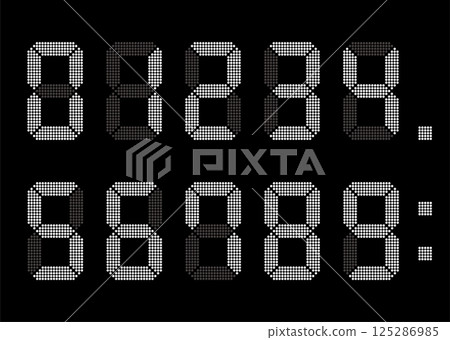Digital numbers on white display Digital numbers on white display 125286985