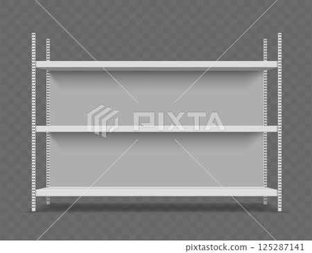 Blank empty trade stands shop racks 125287141