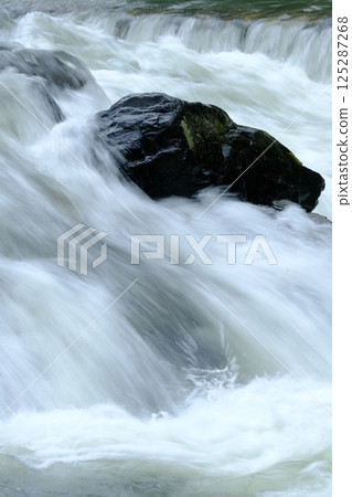 梅雨季節水位上升的高野川水流特寫 125287268