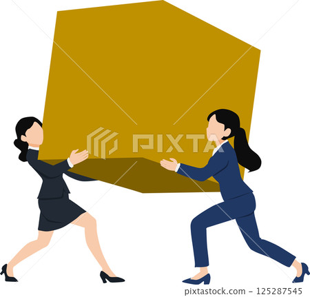 Illustration of two businesswomen carrying large luggage 125287545