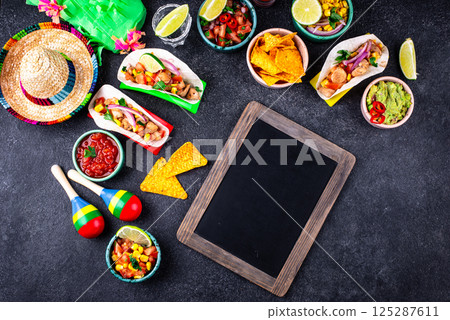 Cinco de Mayo concept with traditional Mexican food 125287611