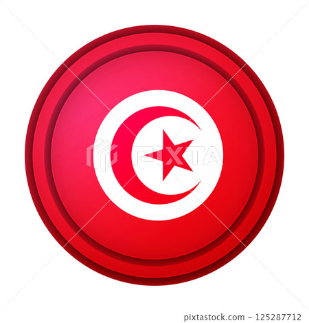 Glass light ball with flag of Tunisia. Round sphere, template icon. Tunisian national symbol. Glossy realistic ball, 3D abstract vector illustration highlighted on a white background. Big bubble Glass light ball with flag of Tunisia. Round sphere, template icon. Tunisian national symbol. Glossy realistic ball, 3D abstract vector illustration highlighted on a white background. Big bubble 125287712
