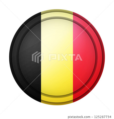 Glass light ball with flag of Belgium. Round sphere, template icon. Belgian national symbol. Glossy realistic ball, 3D abstract vector illustration highlighted on a white background. Big bubble Glass light ball with flag of Belgium. Round sphere, template icon. Belgian national symbol. Glossy realistic ball, 3D abstract vector illustration highlighted on a white background. Big bubble 125287734