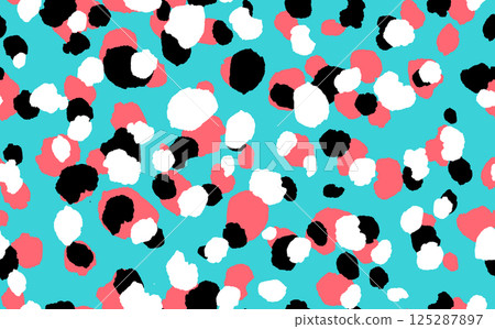 Abstract modern leopard seamless pattern. Animals trendy background. Pink and blue decorative vector stock illustration for print, card, postcard, fabric, textile. Modern ornament of stylized skin 125287897