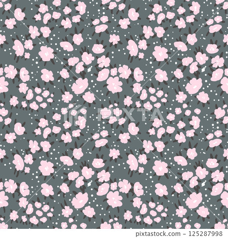 Seamless floral pattern based on traditional folklor art ornaments. Colorful flowers on color background. Scandinavian style. Sweden nordic style. Vector illustration. Simple minimalistic pattern Seamless floral pattern based on traditional folklor art ornaments. Colorful flowers on color background. Scandinavian style. Sweden nordic style. Vector illustration. Simple minimalistic pattern 125287998