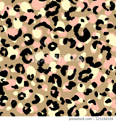 Abstract modern leopard seamless pattern. Animals trendy background. Color decorative vector stock illustration for print, card, postcard, fabric, textile. Modern ornament of stylized skin Abstract modern leopard seamless pattern. Animals trendy background. Color decorative vector stock illustration for print, card, postcard, fabric, textile. Modern ornament of stylized skin 125288108