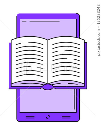 Smartphone with open book. Digital library concept 125288248