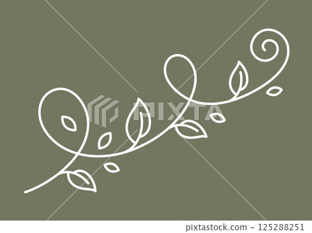 Floral curling element. Decorative nature swirling vignette with leaves. Floral curling element. Decorative nature swirling vignette with leaves. 125288251
