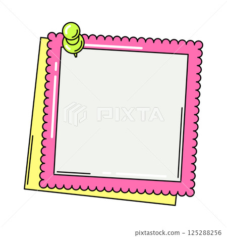 Paper note with pin. Frame or background for reminder. 125288256