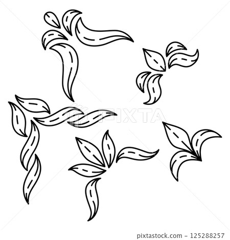 Set of corners in baroque style. Decorative curling plant. 125288257