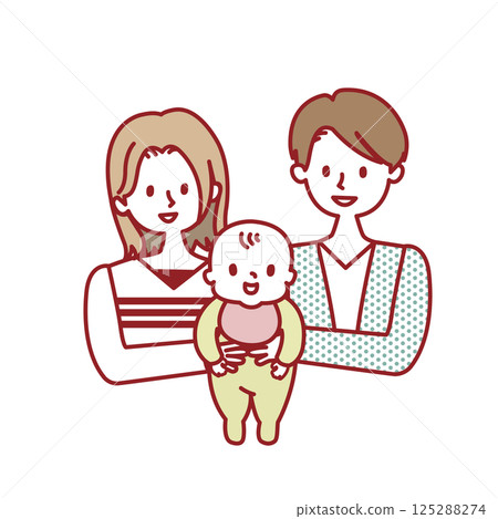 Dad and mom holding a baby_3-person family 125288274