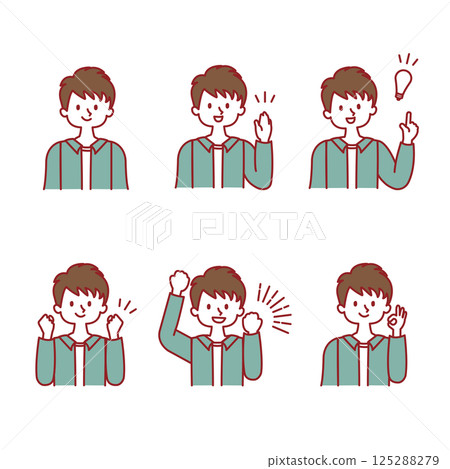 Male_facial expression illustration set 125288279