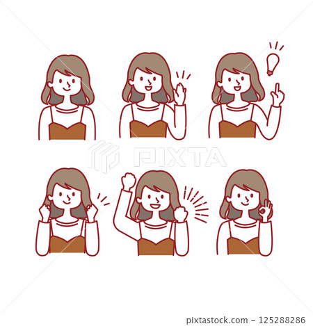 女性臉部表情插圖集 125288286