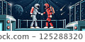 Astronauts Shaking Hands on Space Station Astronauts Shaking Hands on Space Station 125288320