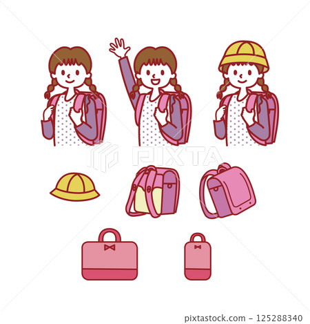 Elementary school new semester illustration set 125288340