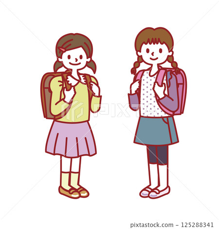 書包和兩名小學生 書包和兩名小學生 125288341