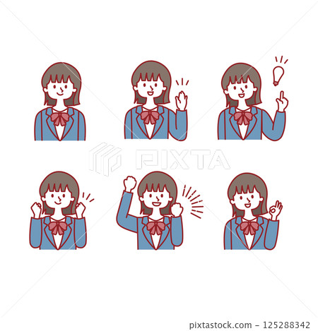 女學生_臉部表情插圖集 125288342
