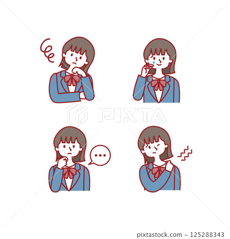 女學生_臉部表情插圖集 125288343