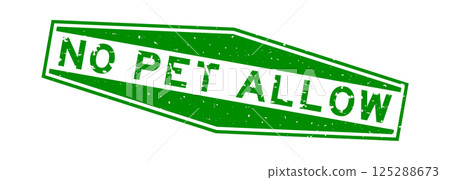 Grunge green no pet allow word hexagon rubber seal stamp on white background Grunge green no pet allow word hexagon rubber seal stamp on white background 125288673