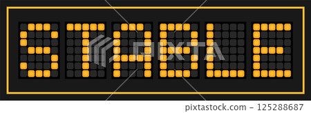 Orange color led banner in word stable on black background Orange color led banner in word stable on black background 125288687