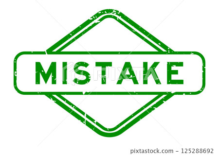 Grunge green mistake word rubber seal stamp on white background 125288692