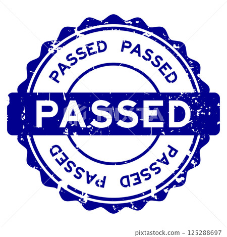 Grunge blue passed word round rubber seal stamp on white background Grunge blue passed word round rubber seal stamp on white background 125288697